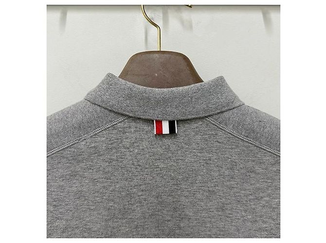 Thom Browne Polo aus Baumwoll-Piqué mit Detail in Hellgrau Braun - Ansicht 7