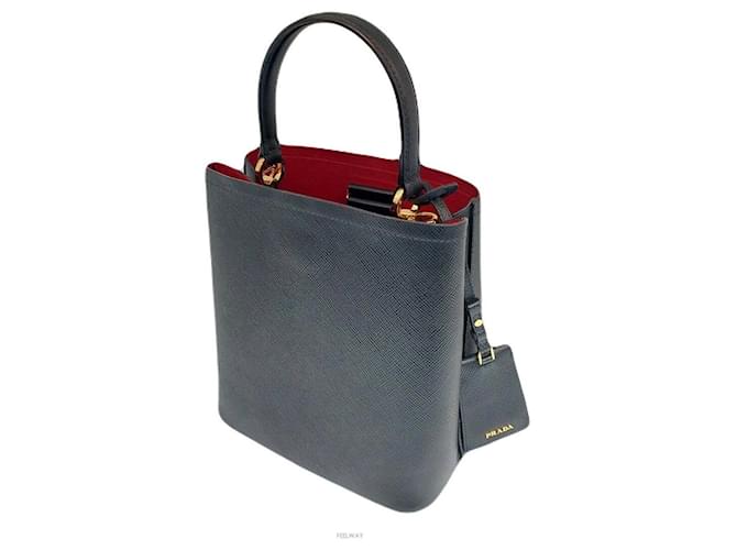Prada Borsa a secchiello media doppia Saffiano Rosso - vista 3