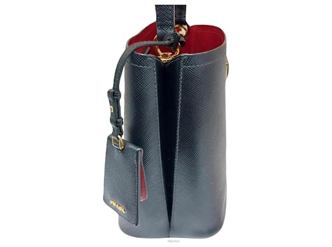 Prada Borsa a secchiello media doppia Saffiano Rosso - vista 4