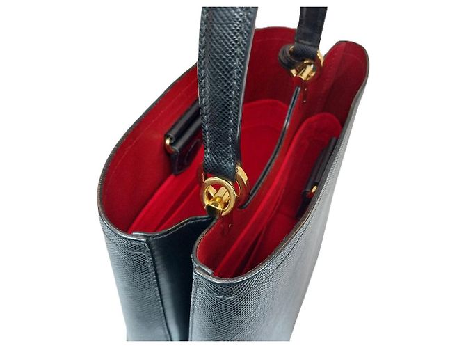 Prada Borsa a secchiello media doppia Saffiano Rosso - vista 8
