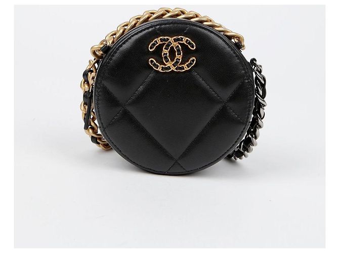 Chanel Borsa a tracolla incrociata mini catena rotonda Nero - vista 2