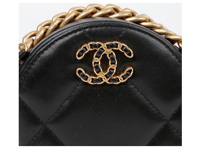 Chanel Borsa a tracolla incrociata mini catena rotonda Nero - vista 3