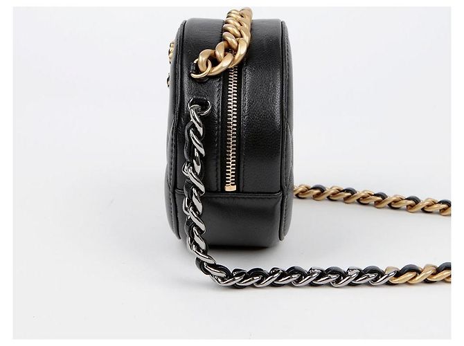 Chanel Borsa a tracolla incrociata mini catena rotonda Nero - vista 5