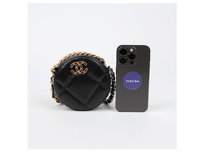 Chanel Borsa a tracolla incrociata mini catena rotonda Nero - vista 7