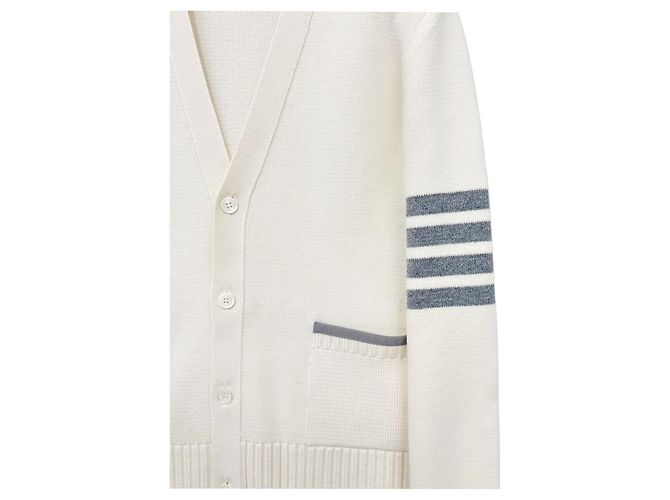 Thom Browne Milano Stitch Line Cardigan Weiß - Ansicht 9