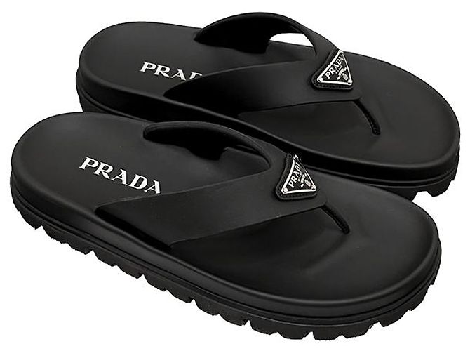 Prada Chinelo de borracha com logo triangular - vista 12