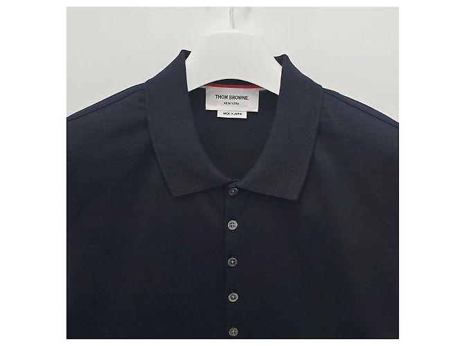Thom Browne Relaxed Fit Polo T-Shirt Marineblau - Ansicht 12