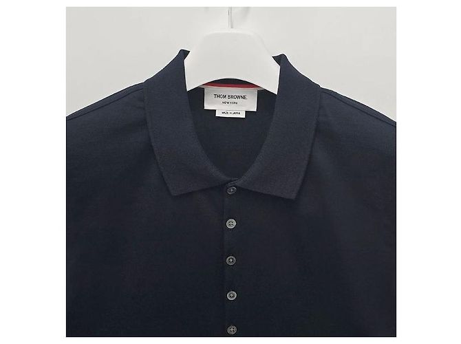 Thom Browne Relaxed Fit Polo T-Shirt Marineblau - Ansicht 3