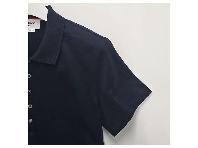 Thom Browne Relaxed Fit Polo T-Shirt Marineblau - Ansicht 4