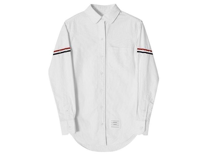 Thom Browne Camisa Oxford Feminina Listrada com Braçadeira de Grosgrain - vista 3