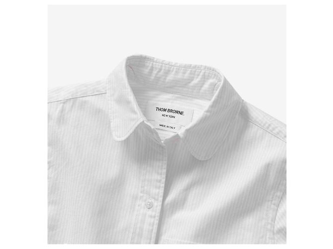 Thom Browne Camisa Oxford Feminina Listrada com Braçadeira de Grosgrain - vista 6