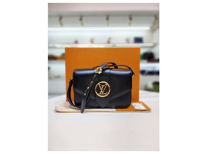 Graceful Louis Vuitton Ponte Neuf MM Schulter-Crossbody-Tasche Schwarz - Ansicht 10