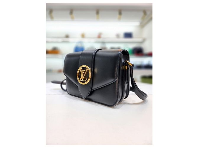 Graceful Louis Vuitton Ponte Neuf MM Schulter-Crossbody-Tasche Schwarz - Ansicht 4