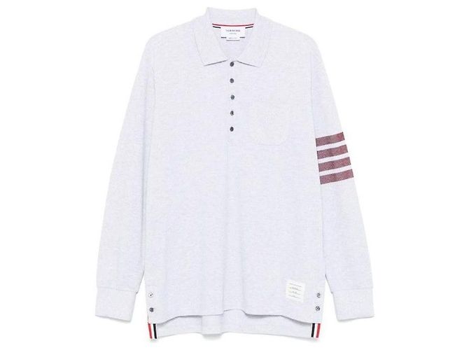 Thom Browne Langarm-Polo aus Strick mit vier Streifen Mehrfarben - Ansicht 4