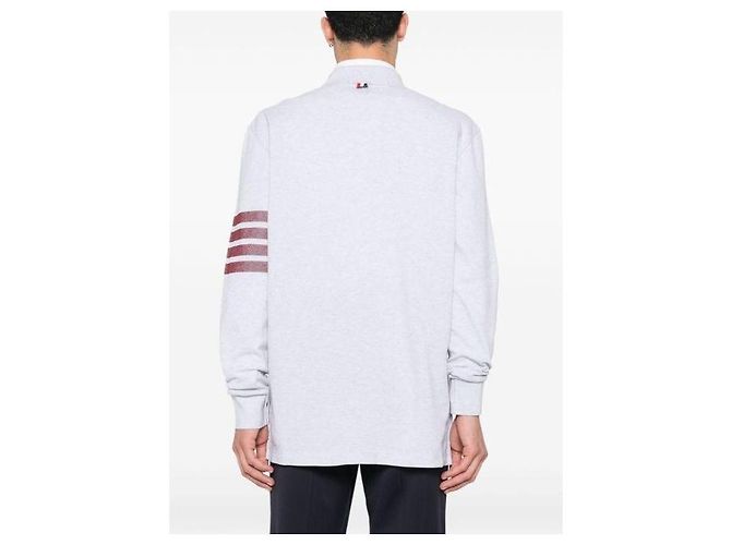 Thom Browne Langarm-Polo aus Strick mit vier Streifen Mehrfarben - Ansicht 6