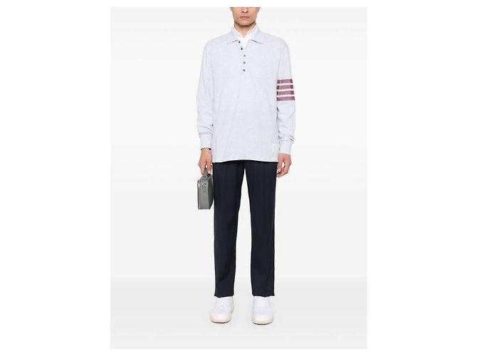 Thom Browne Langarm-Polo aus Strick mit vier Streifen Mehrfarben - Ansicht 8