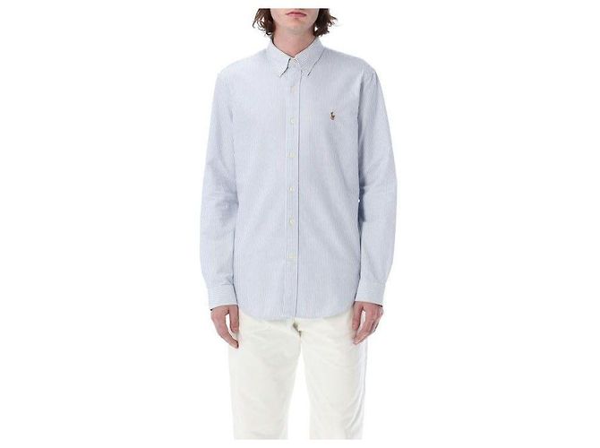 Ralph Lauren Camicia Oxford a righe con logo Pony Bianco - vista 4
