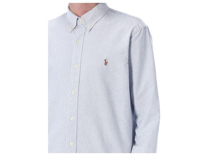 Ralph Lauren Camicia Oxford a righe con logo Pony Bianco - vista 6