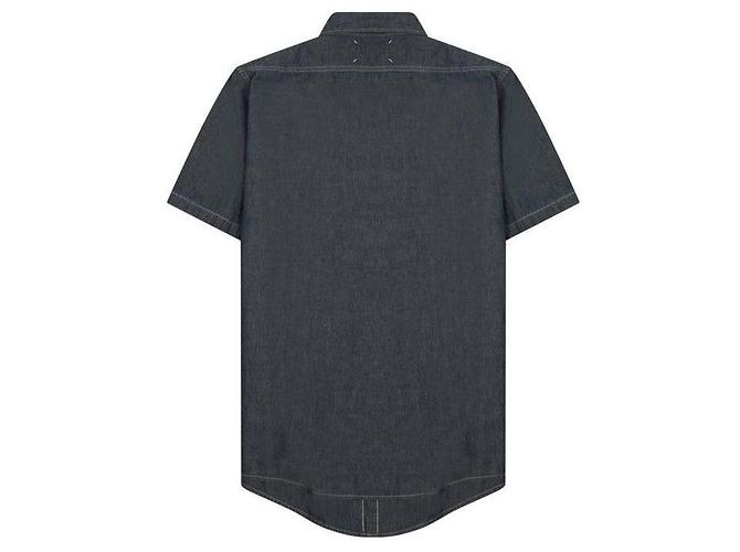 Maison Martin Margiela Camicia in denim a maniche corte Signature Stitch Nero - vista 5