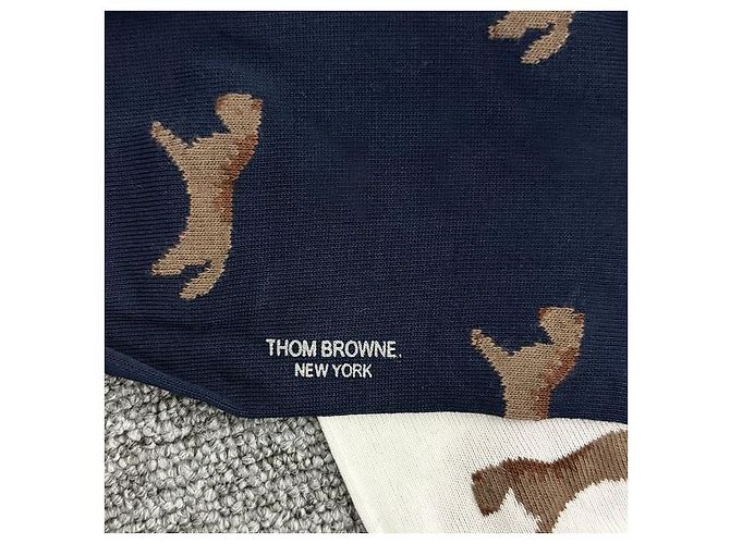 Thom Browne Calze Luna New Year Horse a Tre Strisce Blu Navy Bianco - vista 5