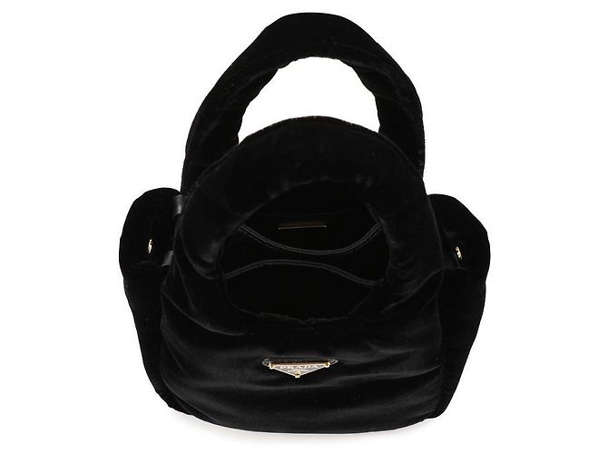 Prada Mini bolsa de veludo acolchoada Preto - vista 7