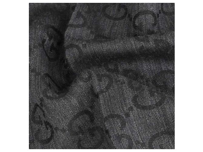 Gucci Sciarpa bicolore in lana e seta jacquard GG carbone Marrone - vista 7