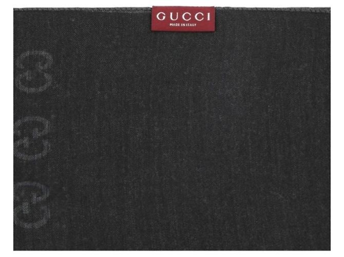 Gucci Sciarpa bicolore in lana e seta jacquard GG carbone Marrone - vista 9