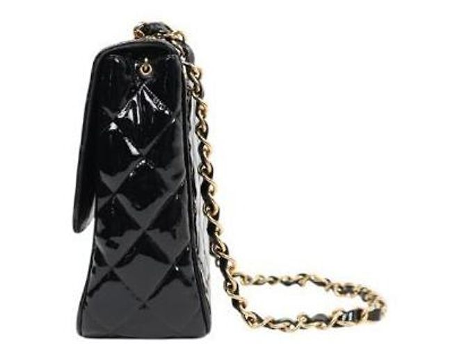 Chanel Borsa a spalla in vernice nera con trapuntatura e catena Nero - vista 2