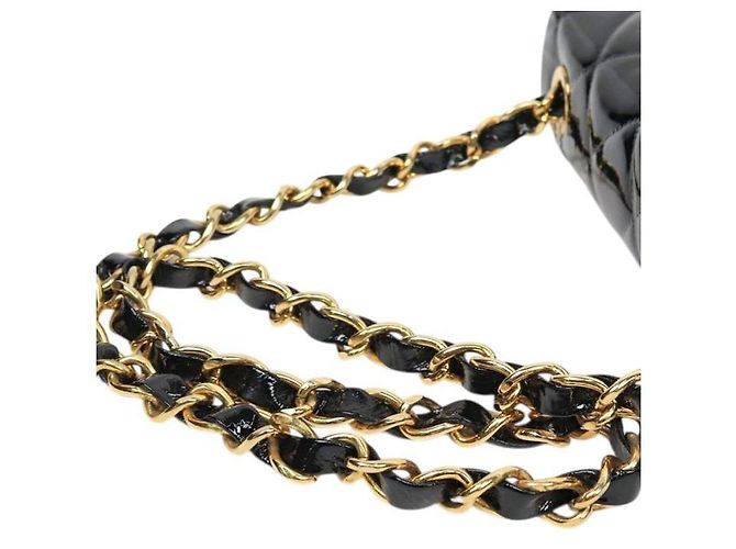 Chanel Borsa a spalla in vernice nera con trapuntatura e catena Nero - vista 7