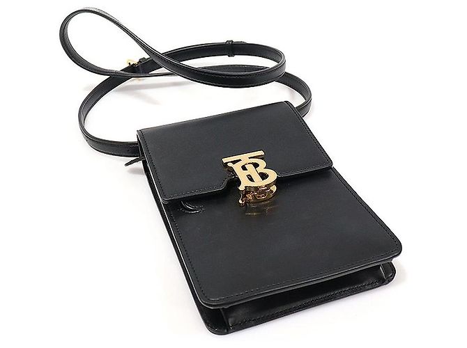 Burberry Borsa a Spalla TB Robin Mini in Pelle di Vitello Liscia Nera Nero - vista 5