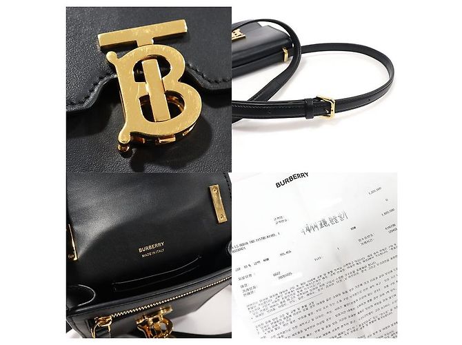 Burberry Borsa a Spalla TB Robin Mini in Pelle di Vitello Liscia Nera Nero - vista 7