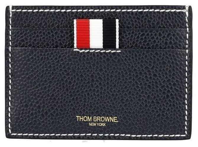 Thom Browne Wallet Pebble Grain Stitch Three-Line Tab Card Holder Black - view 3