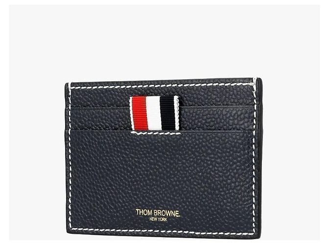 Thom Browne Wallet Pebble Grain Stitch Three-Line Tab Card Holder Black - view 5