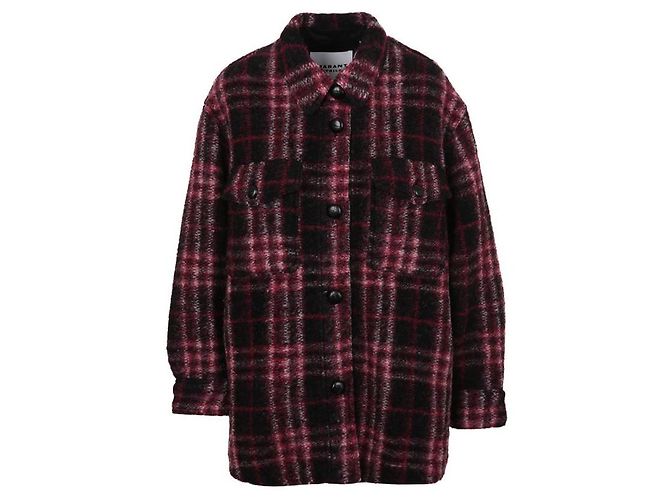 Isabel Marant Wool Check Coat Black - view 2