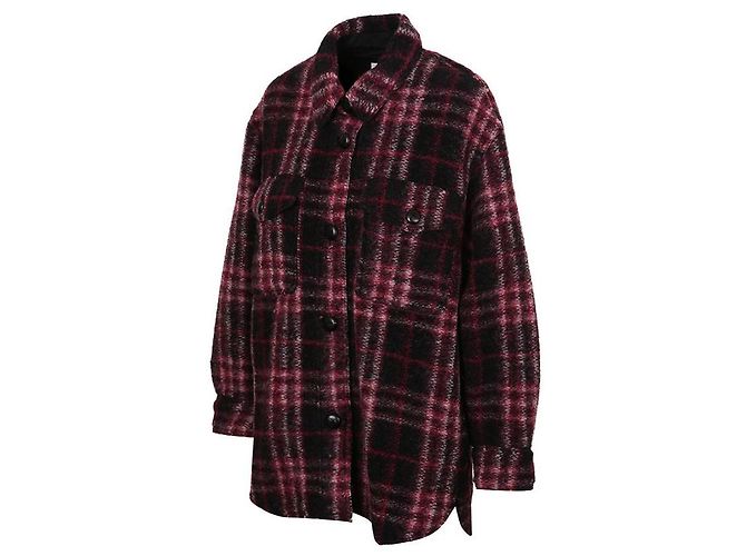 Isabel Marant Wool Check Coat Black - view 3