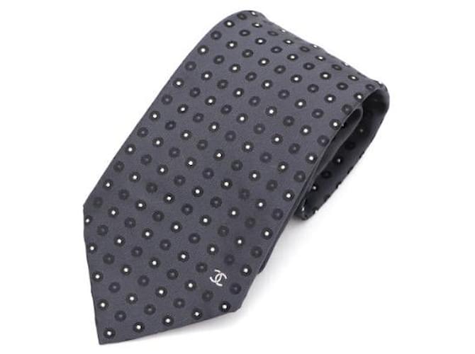 Chanel Dot Pattern Tie Silk Tie for Men Brown - view 7