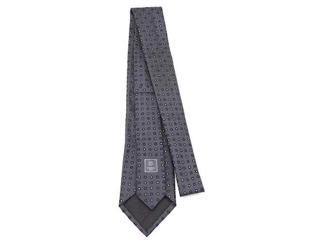 Chanel Dot Pattern Tie Silk Tie for Men Brown - view 9