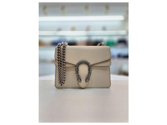 Gucci Mini borsa a spalla in pelle avorio Dionysus con cristalli Bianco - vista 10