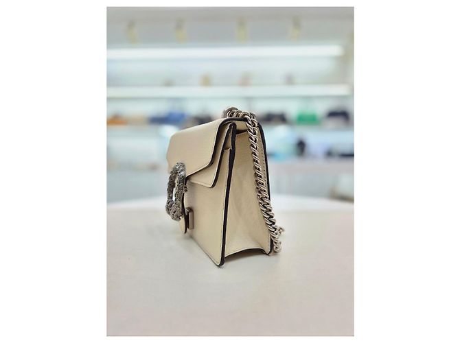 Gucci Mini borsa a spalla in pelle avorio Dionysus con cristalli Bianco - vista 3