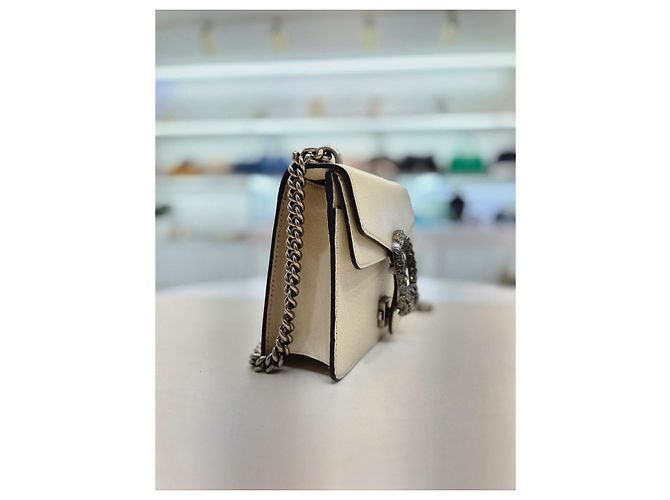 Gucci Mini borsa a spalla in pelle avorio Dionysus con cristalli Bianco - vista 4