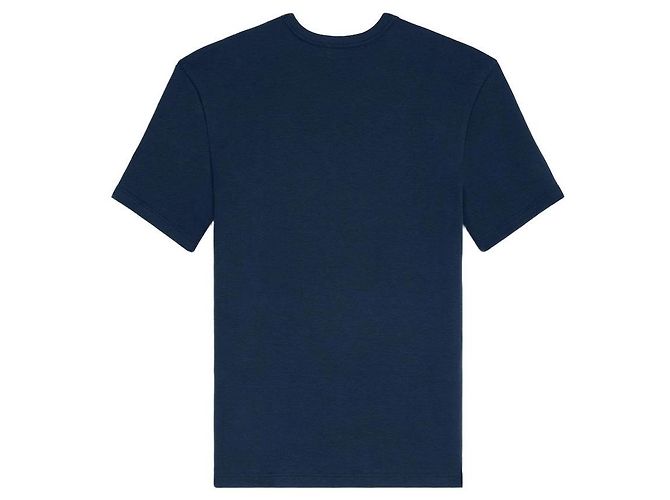 Céline Camiseta Trionf em malha de algodão canelado azul marinho e off white - vista 2