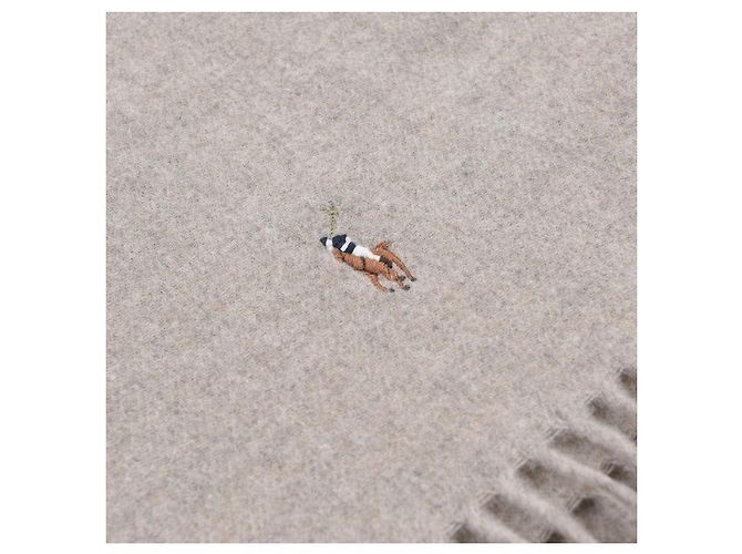 Ralph Lauren Signature Virgin Wool Schal Weiß - Ansicht 8