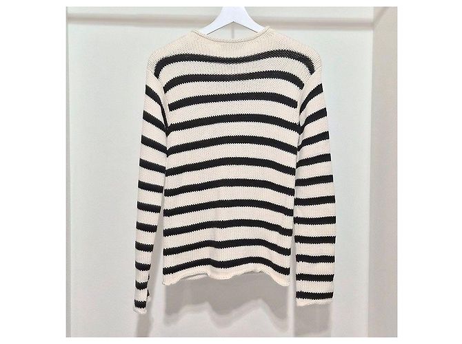 Dior Ecru Pullover mit langen Ärmeln Christian Marinière mit Signature-Buttons Mehrfarben - vista 3