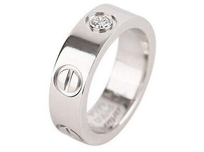 Cartier Love Ring Platinum Diamond Size Argenté - vue 7