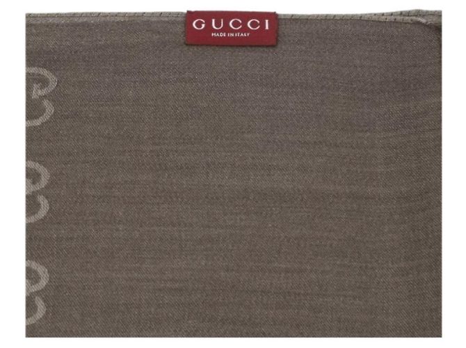 Gucci Sciarpa bicolore in lana e seta GG Jacquard marrone - vista 10