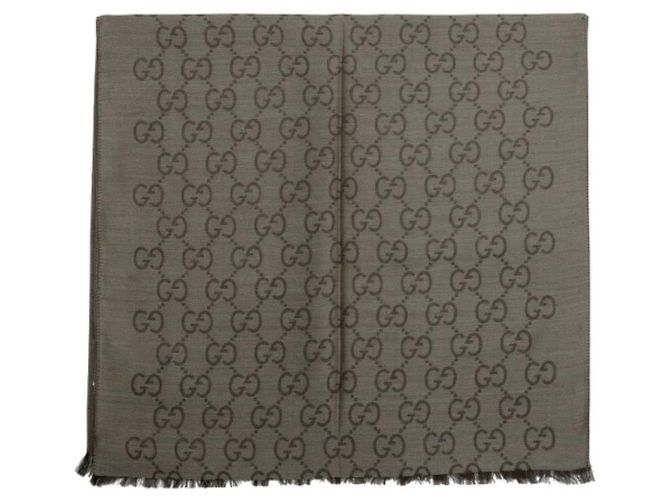 Gucci Sciarpa bicolore in lana e seta GG Jacquard marrone - vista 5
