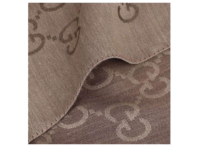 Gucci Sciarpa bicolore in lana e seta GG Jacquard marrone - vista 7