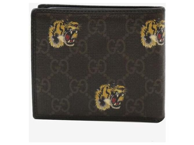 Gucci Portafoglio bi-fold GG Supreme Tiger Nero - vista 3