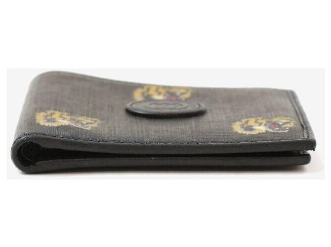 Gucci Portafoglio bi-fold GG Supreme Tiger Nero - vista 4