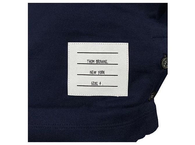 Thom Browne Camiseta Ringer con Abertura Lateral Azul Marino - vista 14